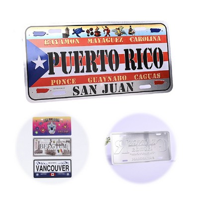 Vintage Aluminum License Plate Hanging Wall Decor