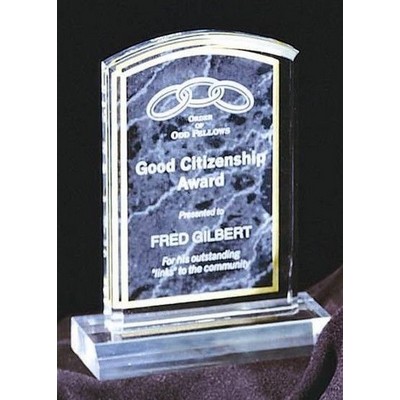 Marbleized Black Acrylic Rectangle Award w/ Curved Top - 4"x6"