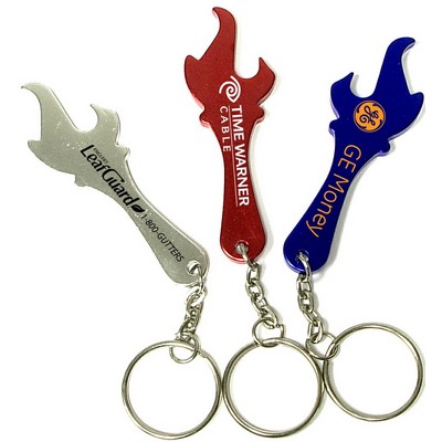 Torch & Flame Shape Aluminum Bottle Opener w/ Key Chain (Large Quantities)