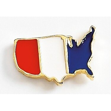 US Map Patriotic Design Cast Lapel Pin (7/8")