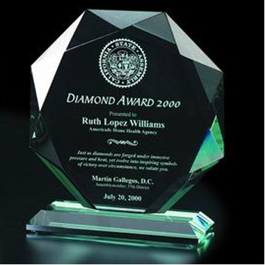 Diamond Jade Glass Award - Medium