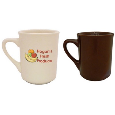 8.5 Oz. Brown Vitrified Tall Restaurant Mug (Screen Printed)