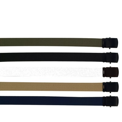 44" Military Color Web Belt w/Black Buckle