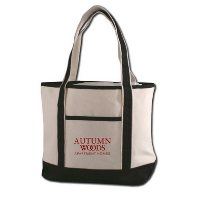 2 Tone Canvas Tote Bag w/ Interior Zipper Pocket - 1 Color (18.5"x12"x5.5")