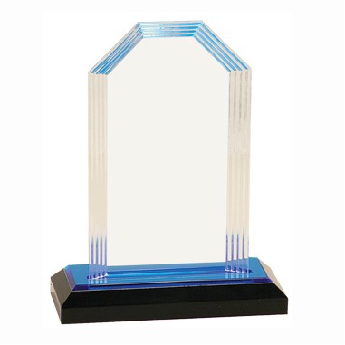 Blue Step Clipped Corner Impress Acrylic Award (7")