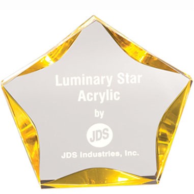 Clear Luminary Star Acrylic Award w/ Gold Trim (7")