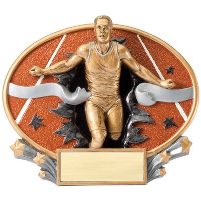 Track, Male - Xplosion Oval Resin Awards - 7-1/4" x 6" Tall