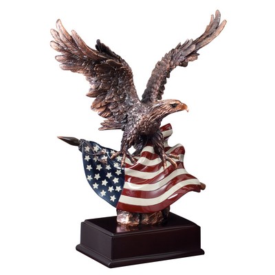 Eagle with Waving Flag Award 12 1/2" HEIGHT 9" WING SPAN