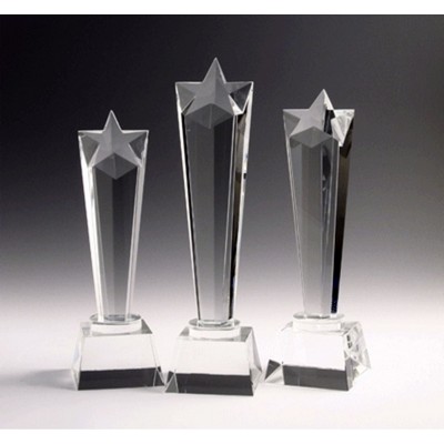 Star Tower Optic Crystal Award (3"x9")