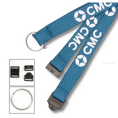 1/2" Polyester Lanyard W/ Metal Split Ring & Quick Release