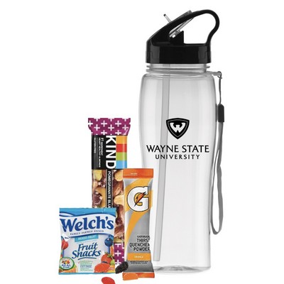 25 oz Water Bottle with Healthy Snacks