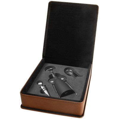 Three Piece Wine Tool Gift Set - Dark Brown