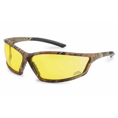 Camo frame, amber anti-fog lens, 4X4 safety glass