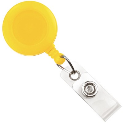 Custom Round Plastic Clip-On Badge Reel (Yellow)