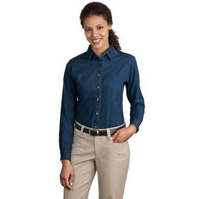 Port & Company® Ladies' Long Sleeve Value Denim Shirt