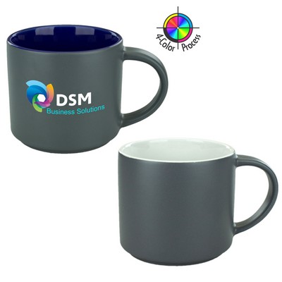 16 Oz. Two Tone Norwich Contemporary Mug w/Satin Graphite Exterior & White Interior - Full Color