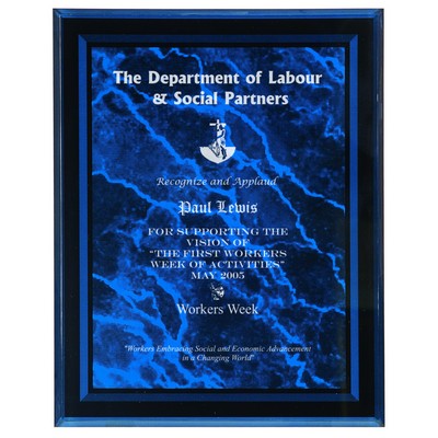 Blue Marble Border Clear-Plaque Acrylic (8" x 10")