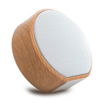 Wood Grain Round Wireless Speaker