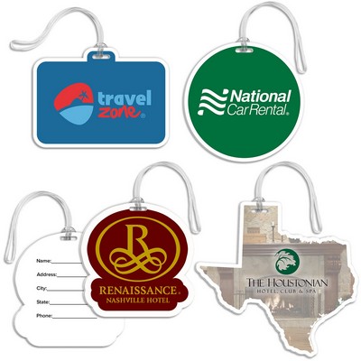 Full Color Custom Shaped Bag Tag W/ Clear Loop