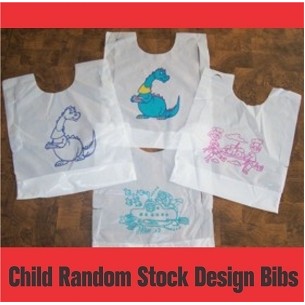 Plastic Child Size Random Design Bib w/Ties (Pack of 25)