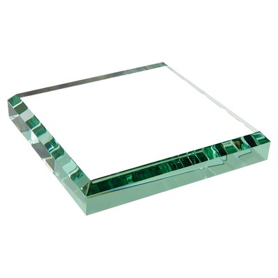 3" x 3" x 1/2" Jade Glass Paperweight Award