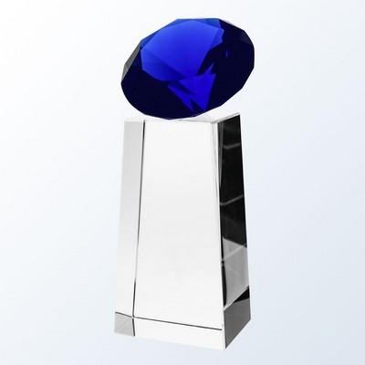 Blue Diamond Slant Optic Crystal Award - Medium