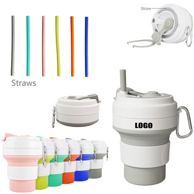 350ml Silicone Collapsible Cup w/Straw