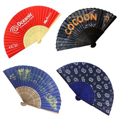 Bamboo Fabric Folding Fan