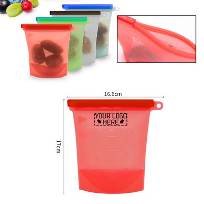 Size S 500ml Reusable Silicone Food Storage Pouch with Zipper Seal