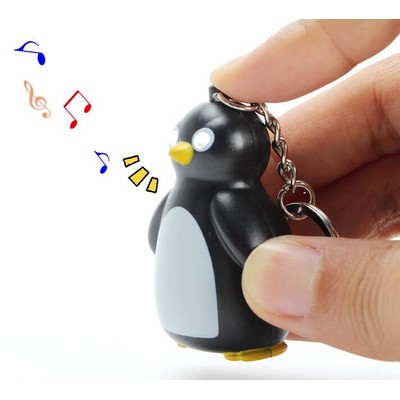 Cute Penguin LED Sound Keychain