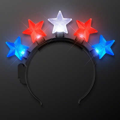 Light Up Stars Headband Red, White & Blue - BLANK