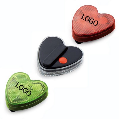 Heart Style Blinking Safety Light w/Back Clip