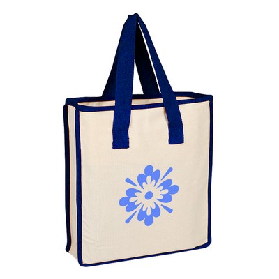 Qtees Canvas Shopping Bag with Colored Handles