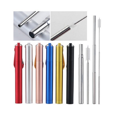 Collapsible Stainless Steel Straw with Case