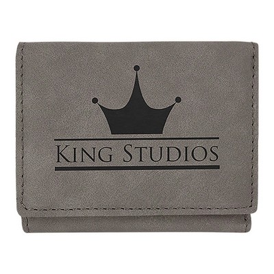 Gray Trifold Wallet, Laserable Leatherette, 4" x 3"