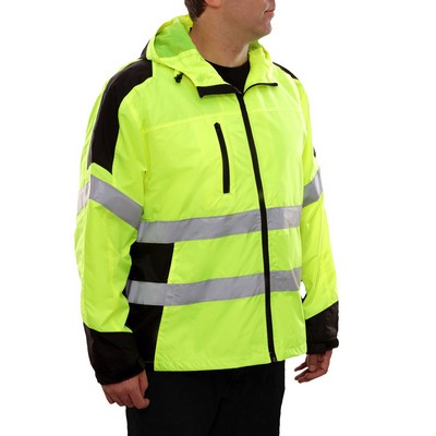 2-Tone Safety Windbreaker -Silver Fabric Reflective/Fluorescent Yellow-Green