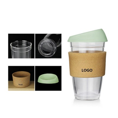 16Oz Reusable Glass Coffee Travel Mug With Lid