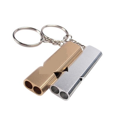 Double Tubes Survival Whistle Keychain