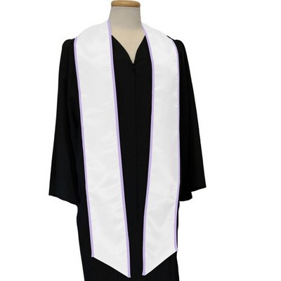 White Graduation Sash With Lavender Binded Edge