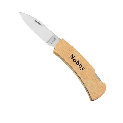 Stainless Steel Folding Pocket Knife with Wooden Handle