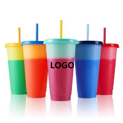 24oz Color Changing Tumbler with Lids and Straws