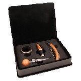 Gray Leatherette 4-Piece Wine Tool Set