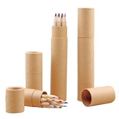 12-Colored Wooden Pencil Set with Kraft Paper Case