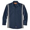 Dickie's® Men's Industrial Color Block Long Sleeve Shirt - Dark Navy Blue/Smoke Gray