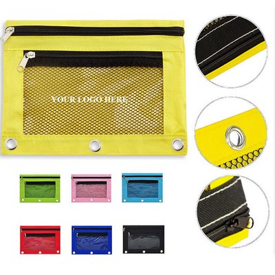 Three Ring Zipper Pencil Pouch