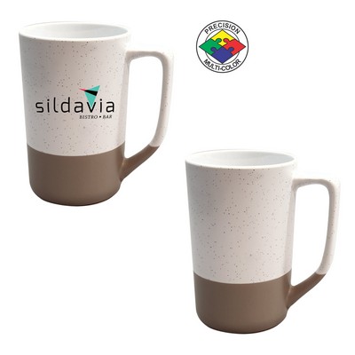 16 Oz. Satin Speckled White w/Warm Gray Base Tall Phoenix Cafe Mug - Precision Spot Color