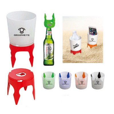 Plastic Beach Cup Holder with Bottle Opener