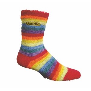 Rainbow Fuzzy Crew Sock with SubStitch Applique