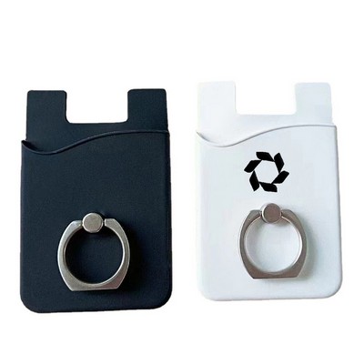 Silicone Card Holder with Metal Ring Phone Stand