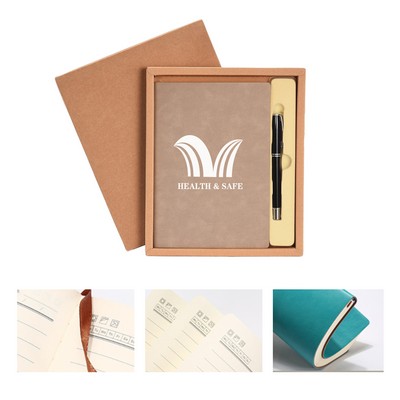 Soft Leather Notebook Set Gift Box With Pen